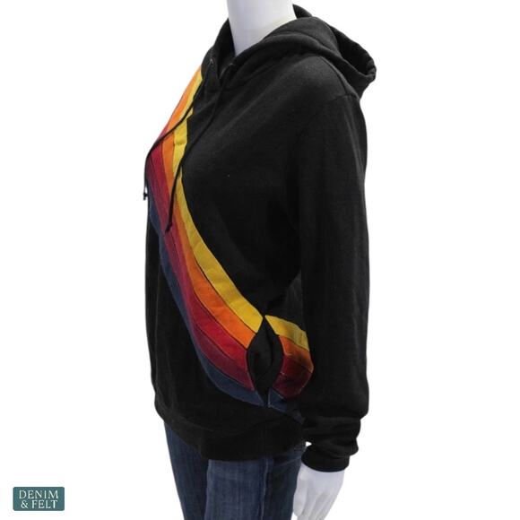 Aviator Nation Charcoal Rainbow 5 Stripe Hoodie Pullover Heritage Streetwear - Picture 3 of 12